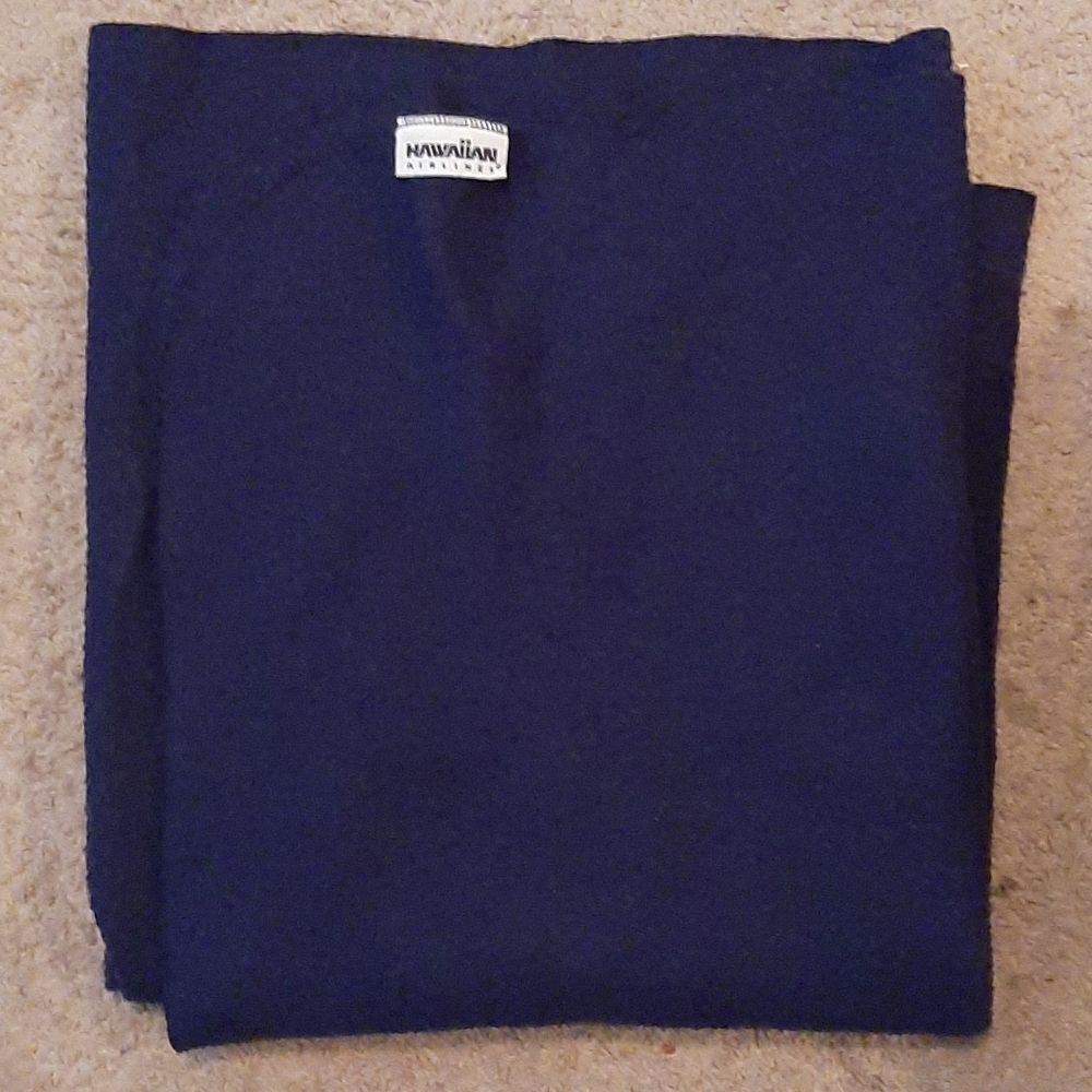 Vintage Hawaiian Airlines Navy Blue Blanket